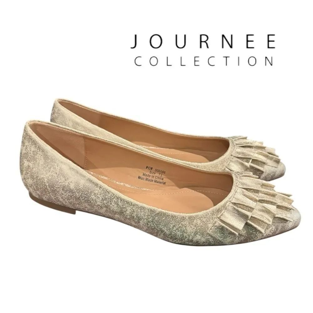 New Journee Collection Women's Judy Gold Metallic Slip-on Flats 7.5